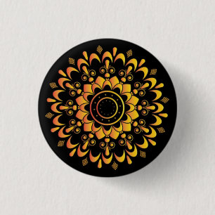 Golden Unique Mandala Design-95747 3 Cm Round Badge