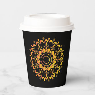 Golden Unique Mandala Design-95747 Paper Cups