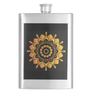 Golden Unique Mandala Design-95748 Hip Flask