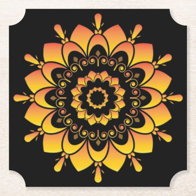 Golden Unique Mandala Design-95748 Paper Coaster (Front)