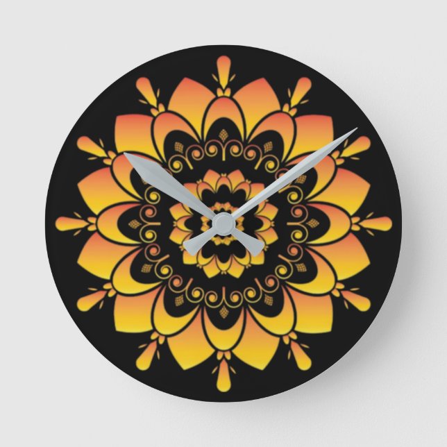 Golden Unique Mandala Design-95748 Round Clock (Front)