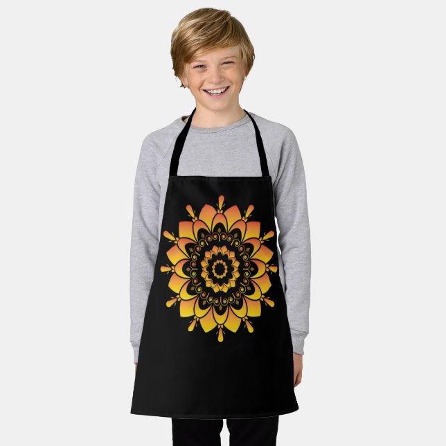 Golden Unique Mandala Design Apron (Worn)