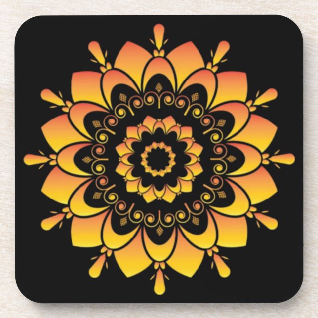 Golden Unique Mandala Design Coaster (Front)