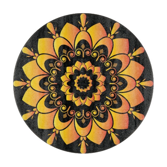 Golden Unique Mandala Design  Cutting Board (Front)