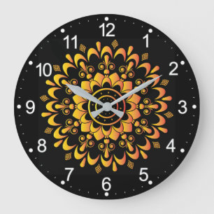Golden Unique Mandala Design  Large Clock