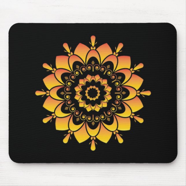 Golden Unique Mandala Design Mouse Pad (Front)
