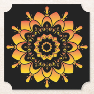 Golden Unique Mandala Design Paper Coaster