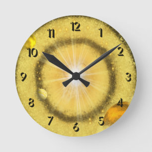 Golden Universe Round Clock