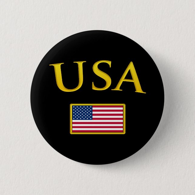 Golden USA 6 Cm Round Badge (Front)