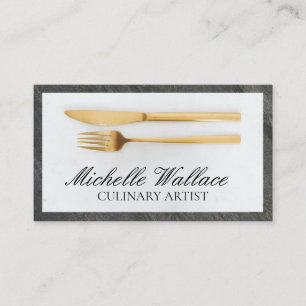 Golden Utensils Culinary Business Card