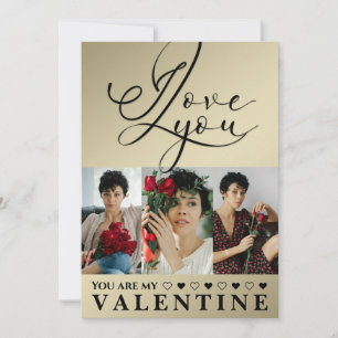 Golden Valentine’s Day I Love You Photo Collage Holiday Card