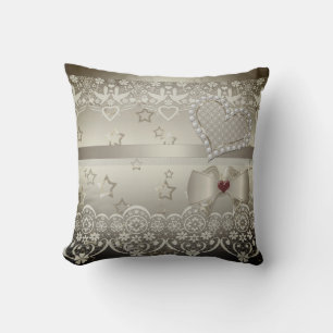 Golden Valentines Day Wedding illustration heart l Cushion