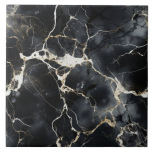 Golden Vein Splendor Black Marble Tile