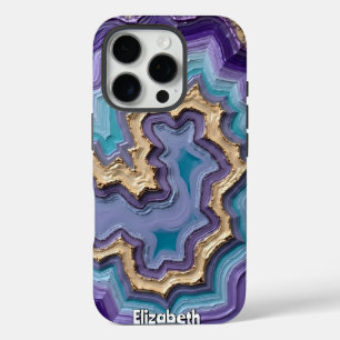 Golden-Veined Abstract Geode iPhone 16 Pro Case