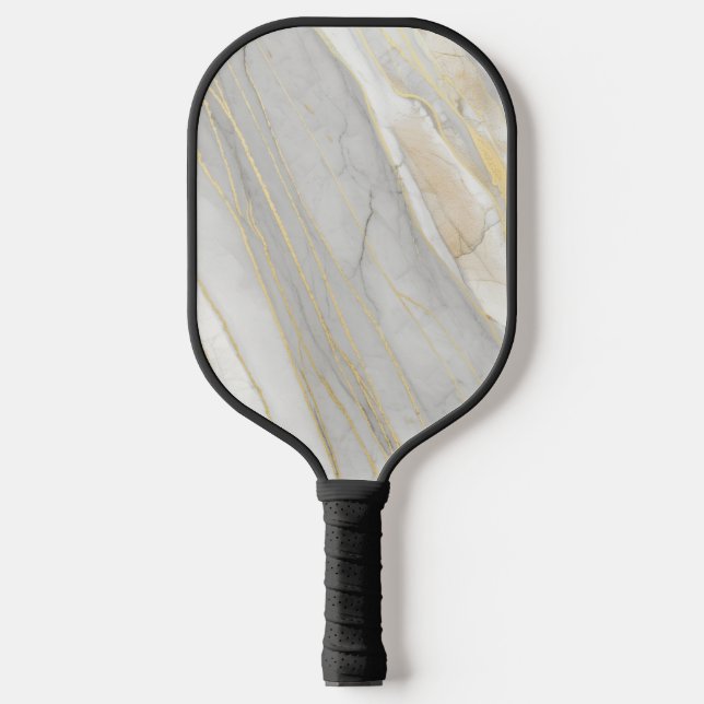 Golden Veined Carrara Marble Texture Pickleball Paddle (Front)