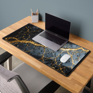 Golden Veined Marble Desk Mat