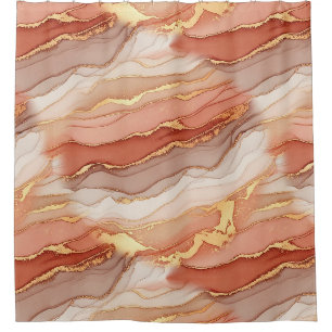 Golden Veined Sienna Marble Luxury Art Shower Curtain