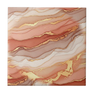 Golden Veined Sienna Marble Luxury Art Tile