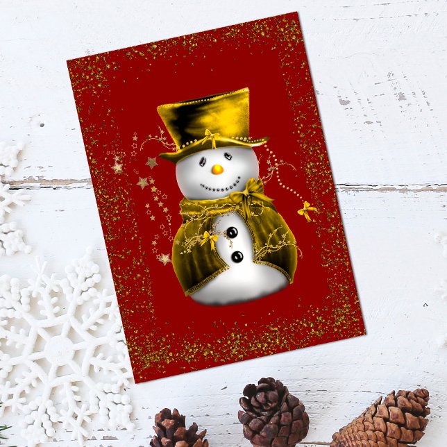 Golden Velvet Snowman Sparkle Christmas Card (Golden Velvet Snowman Sparkle Christmas Card by the Olde Christmas Shoppe)