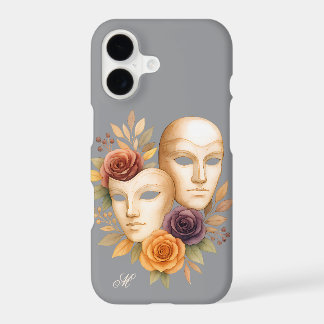 Golden Venetian Masks & Roses Case with Monogram