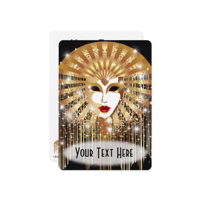 Golden Venice Carnival Party Mask (Front/Back In Situ)