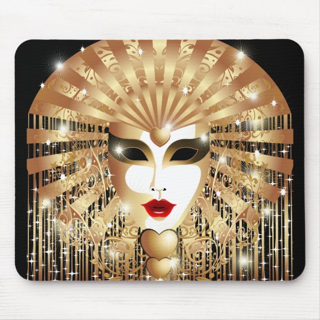 Golden Venice Carnival Party Mask Mouse Pad (Front)