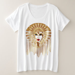 Golden Venice Carnival Party Mask Plus Size T-Shirt