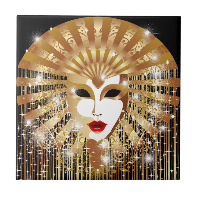 Golden Venice Carnival Party Mask Tile (Front)