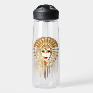 Golden Venice Carnival Party Mask Water Bottle