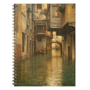 Golden Venice Narrow Canal Painting Notebook
