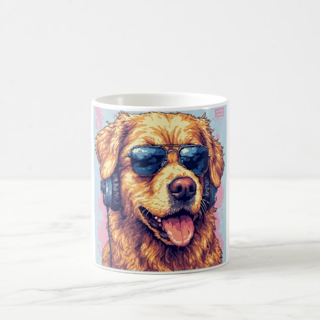 Golden Vibes Only – Chill Dog with Headphones & Sh Coffee Mug (Center)