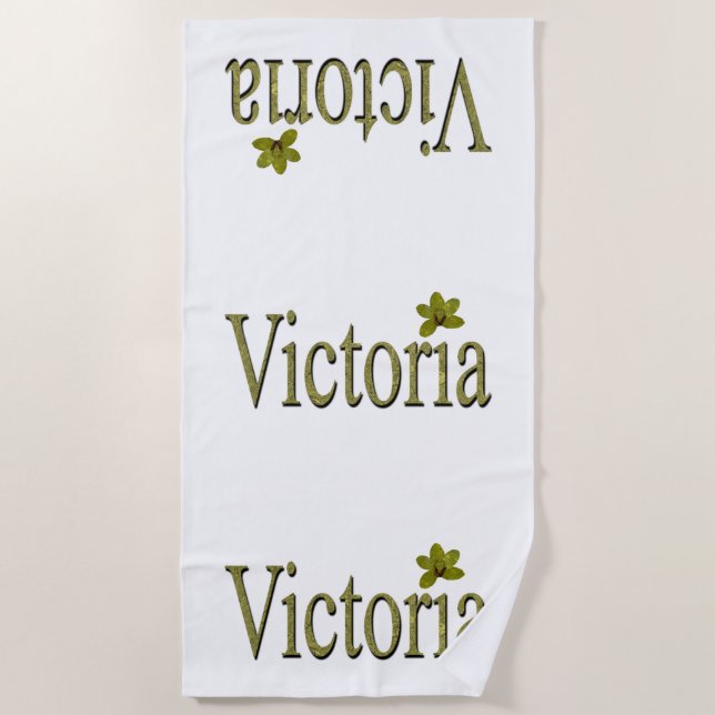 Golden Victoria Name, Beach Towel (Front)