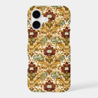 Golden Victorian Floral Damask with Sage