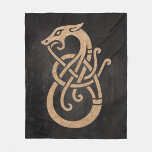 Golden Viking Serpent Knot Symbol Fleece Blanket