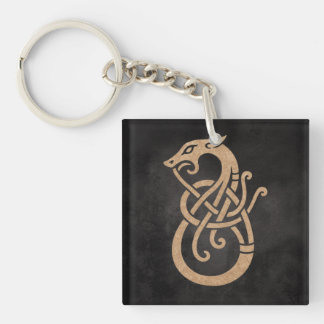 Golden Viking Serpent Knot Symbol Key Ring