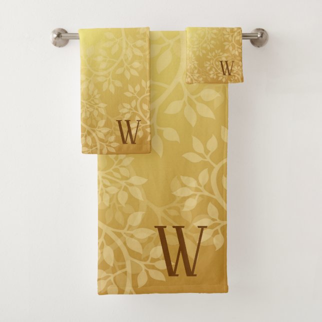 Golden Vine Monogram Bath Towel Set (Insitu)