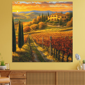 Golden Vineyard Path – Tuscany Premium Canvas Print