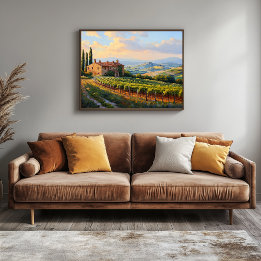 Golden Vineyards of Tuscany: A Rustic Countryside  Canvas Print