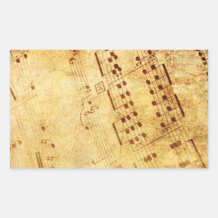 Golden Vintage Antique Sheet Music Score Sheet Rectangular Sticker