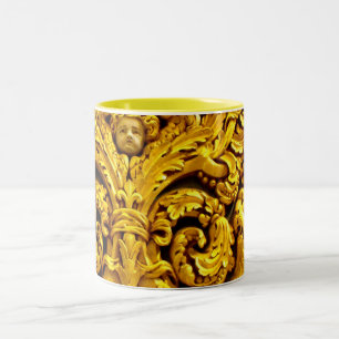 Golden Vintage art Two-Tone Coffee Mug