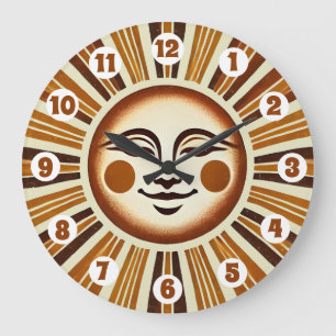 Golden Vintage Boho Sun Gift Large Clock