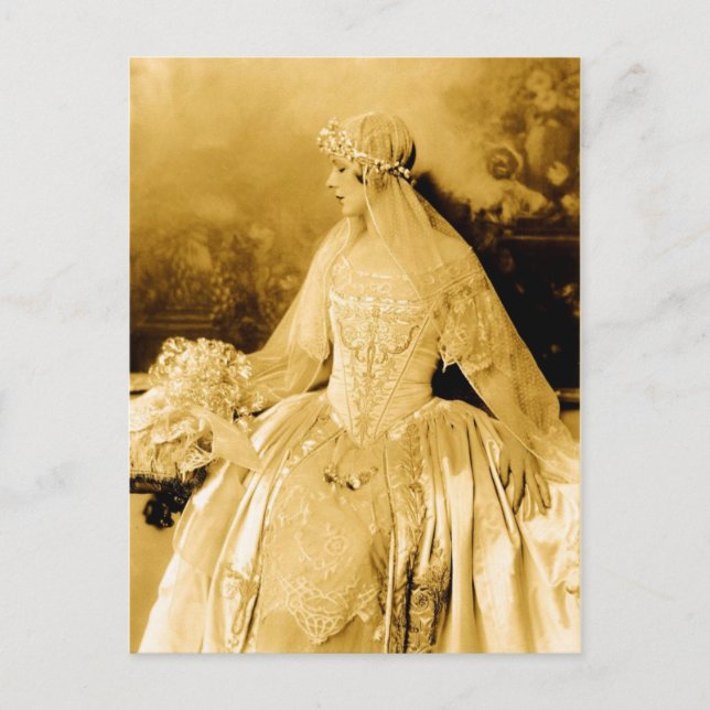 Golden Vintage Bride Photography Postcard (Front)