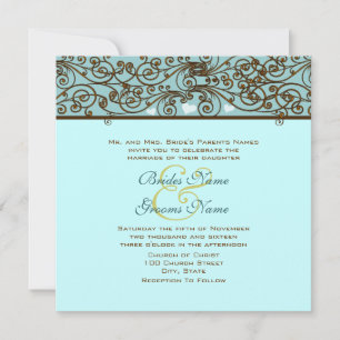 Golden Vintage Bronze Iron Work Wedding Invitation