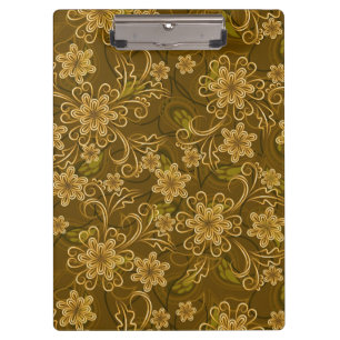 Golden vintage floral pattern clipboard