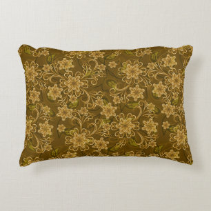 Golden vintage floral pattern decorative cushion