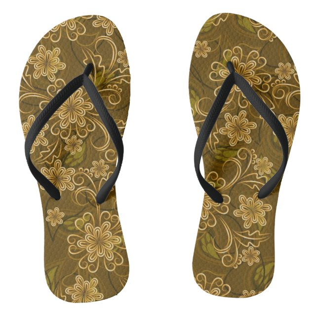 Golden vintage floral pattern jandals (Footbed)