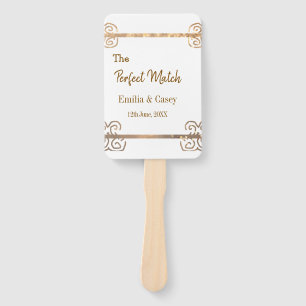 Golden vintage glitter the perfect match couple na hand fan