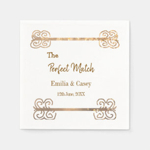 Golden vintage glitter the perfect match couple na napkin