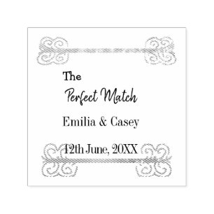 Golden vintage glitter the perfect match couple na self-inking stamp
