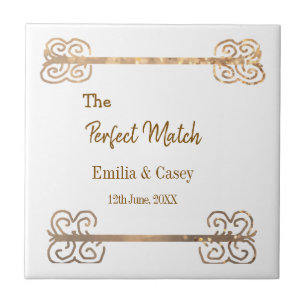 Golden vintage glitter the perfect match couple na tile